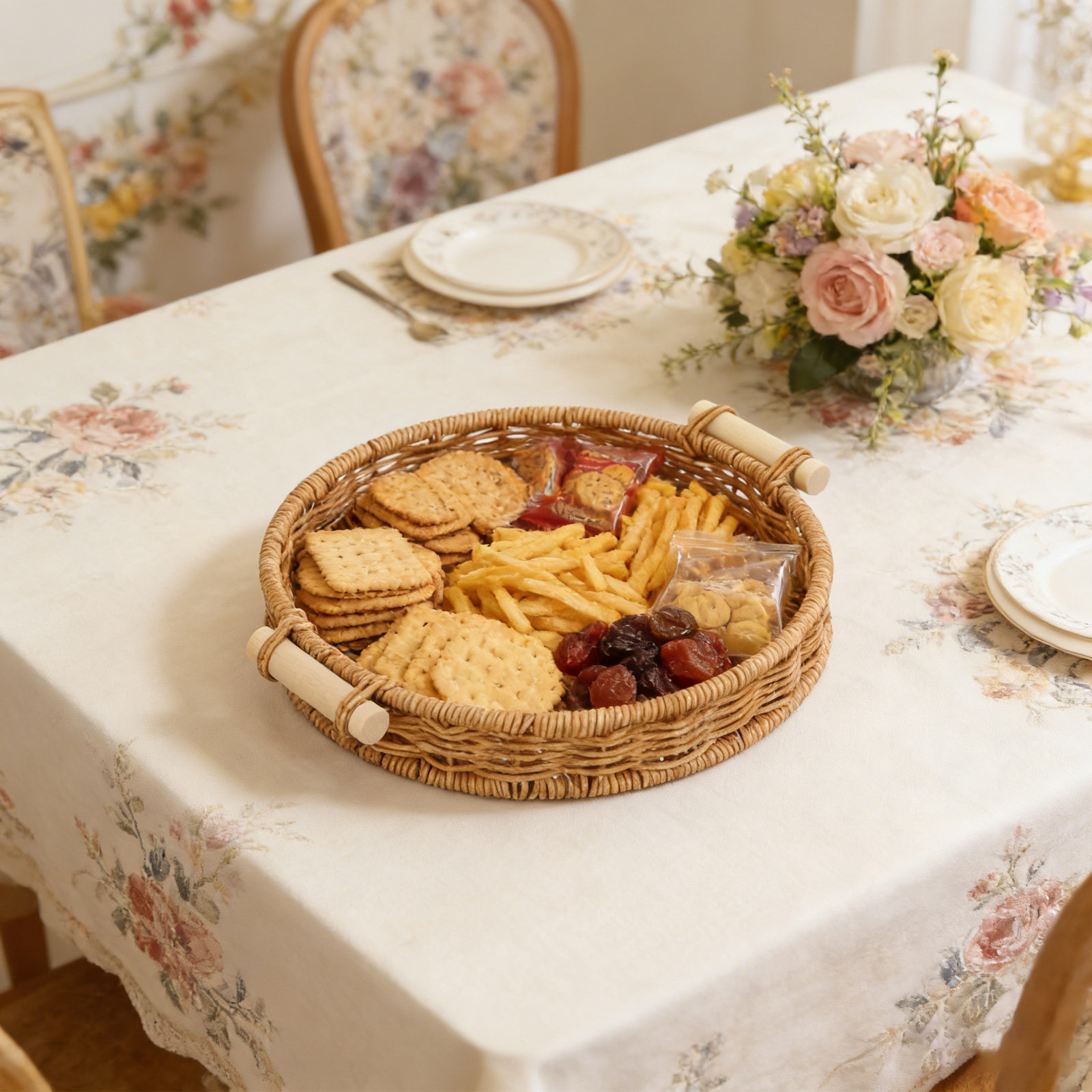 Круглая плетеная корзина для х – обзор и цена Food Snacks Basket